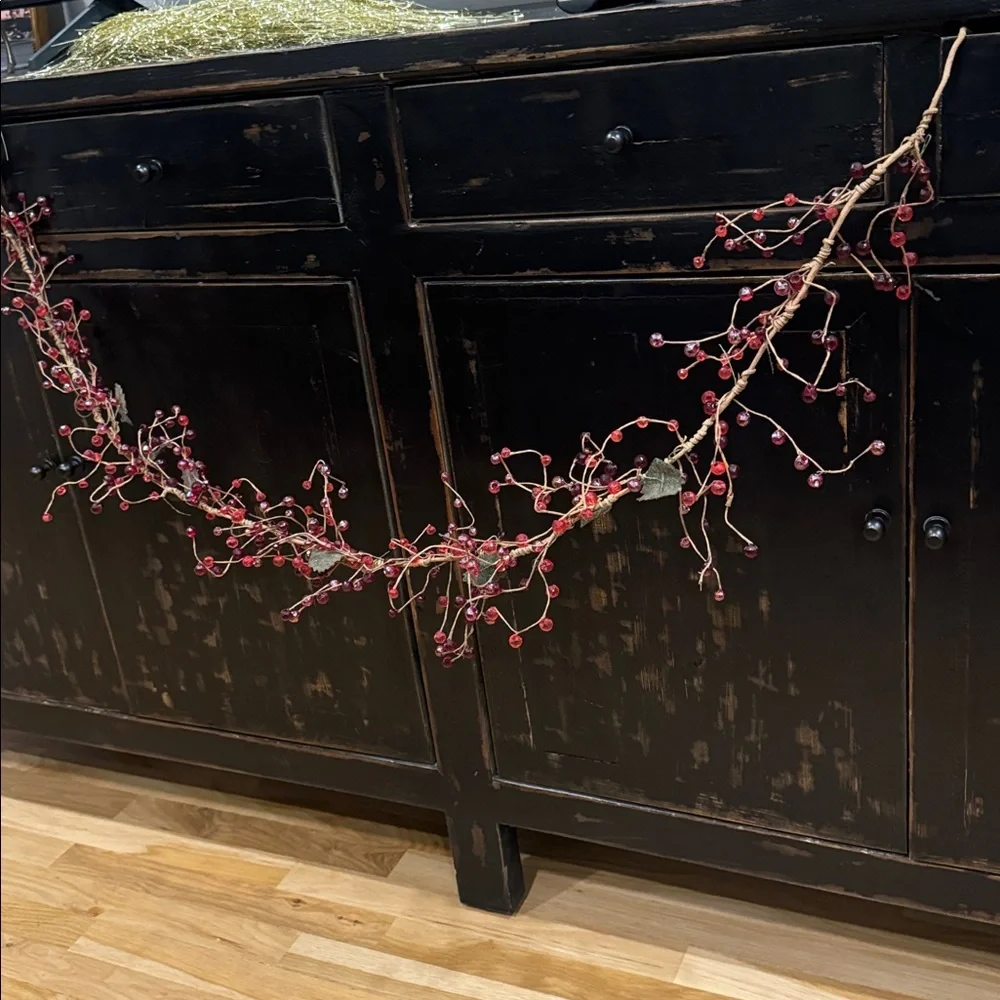 Vintage Berry Glass Bead Garland 5'